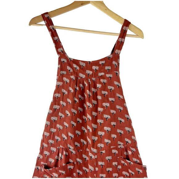 Natural Life Dakota Tie Overall Jumpsuit Size L Rust Tree Print Wide Leg Boho - Picture 6 of 15